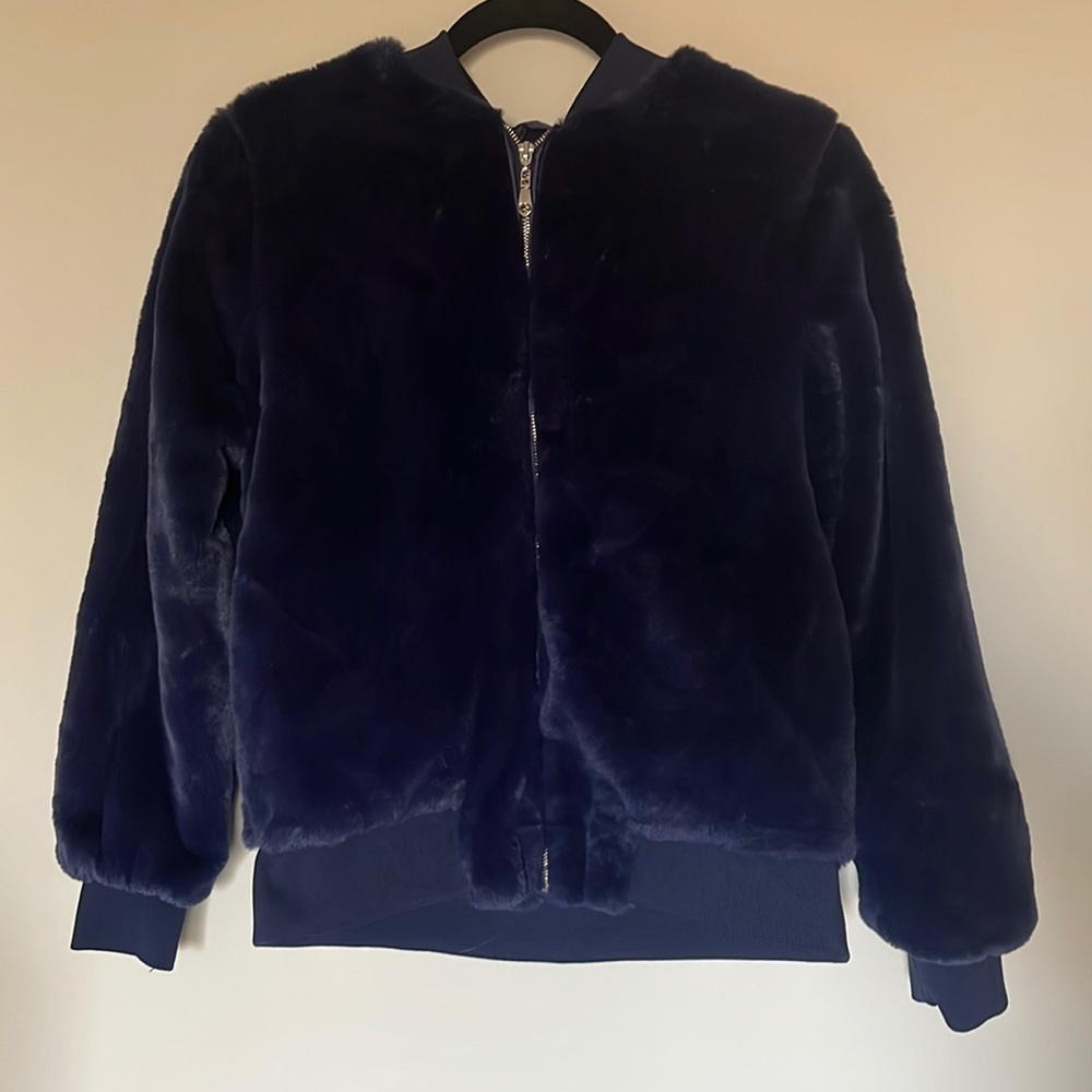 Soft fluffy navy blue sweater